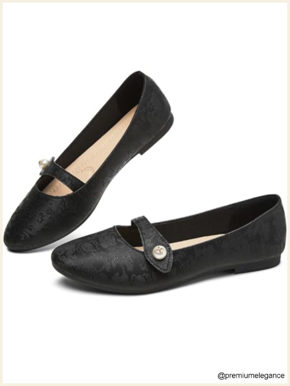 Women's Mary Jane Flats Floral Print Ballet Flats Faux Leather